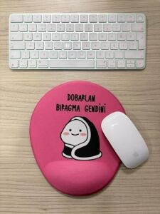 Dobarlan Bıragma Gendini Baskılı Bilek Destekli Oval Mouse Pad (Pembe)
