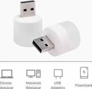 Neo Vista Mini USB LED Gece Lambası - Powerbank ve Laptop Uyumlu Ortam Işığı (5, Gün Işığı)