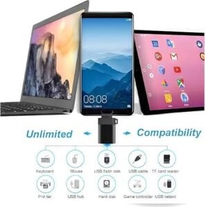 Lightning & Type-C USB Dönüştürücü – Yüksek Hızlı Veri Aktarımı, Telefon Için Lightning To USB Dönüştürücü, Klavye, Mouse, Kart Okuyucu ve Oyun Kumandası ile Uyumlu, Ha-06, Evınto (Type-C)