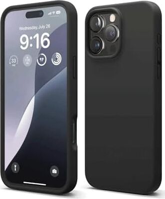 & Aksesuar iPhone 16 Pro Max ile Uyumlu Içi Kadife Dışı Mat Yapıya Sahip Koruma Sağlayan Lansman Silikon Kılıf (Siyah)