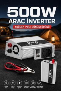 Araç ve Karavan Için 500W 12V Dc 220V Ac USB Çıkışlı Fanlı Inverter Akü Güç Dönüştürücü