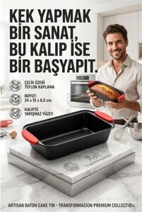 Yanmaz Yapışmaz Baton Kek Kalıbı Silikon Saplı Ekmek Kalıbı 24 cm Granit Efektli 723135