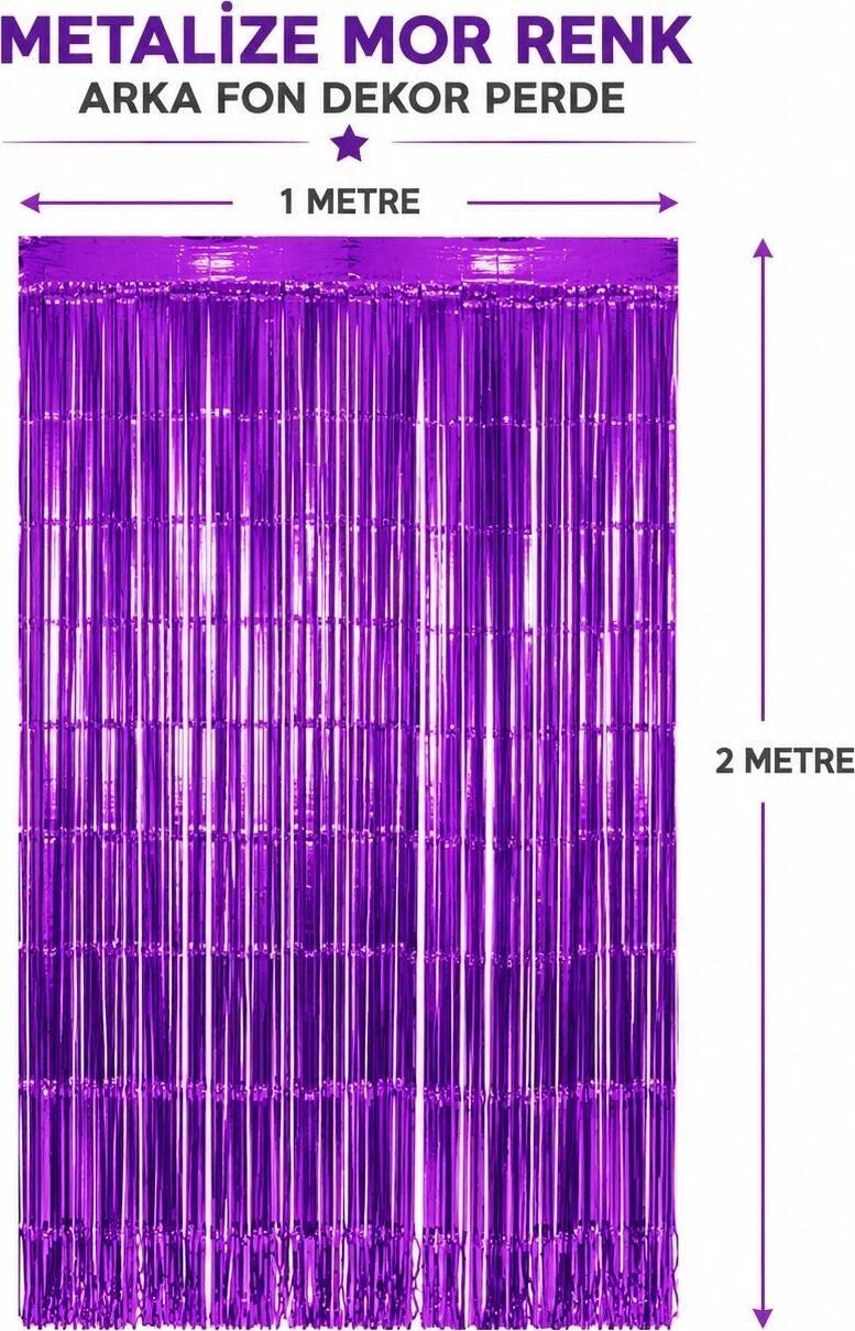 Mor Metalize Parti Perdesi 100X200 cm – Kapı ve Arka Fon Perdesi
