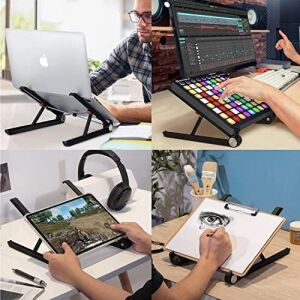 X1 Laptop Sehpası, Katlanabilir, Tablet Sehpası, Alüminyum Alaşım, Online Sınıf Çalışması, Duruşu Iyileştirme, Isı Dağılımı, iPad ve 10-15,6 Inç Olan Tüm Cihazlar ile Uyumlu. Siyah