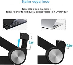 X1 Laptop Sehpası, Katlanabilir, Tablet Sehpası, Alüminyum Alaşım, Online Sınıf Çalışması, Duruşu Iyileştirme, Isı Dağılımı, iPad ve 10-15,6 Inç Olan Tüm Cihazlar ile Uyumlu. Siyah