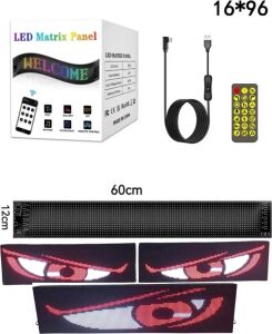 Esnek Katlanabilir Panel LED Cama Yapışır Uygulama Ile Kontrol Dijital Tabela Kayar 60CM 16X96 LED