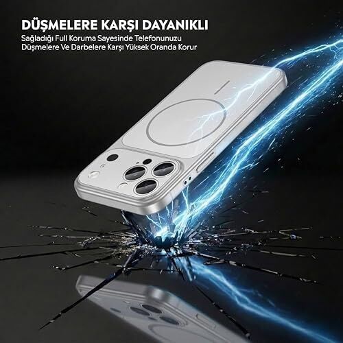 iPhone 16 Pro ile Uyumlu Kılıf Kamera Tasarımı Mag-Safe Destekli Temperli Cam Arka Yüzey Darbelere Karşı Koruma Lüks Telefon Kılıfı Gümüş