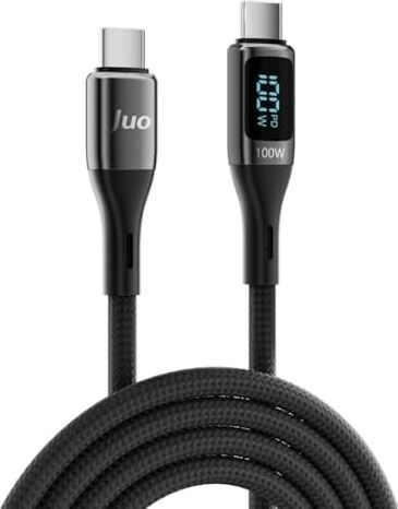 100W 5A Qc4.0 Dijital LED Ekranlı E-Mark Çipli USB Pd Type-C Hızlı Şarj ve Data Kablosu 1 Metre