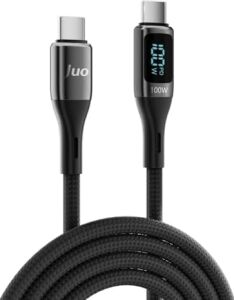100W 5A Qc4.0 Dijital LED Ekranlı E-Mark Çipli USB Pd Type-C Hızlı Şarj ve Data Kablosu 1 Metre