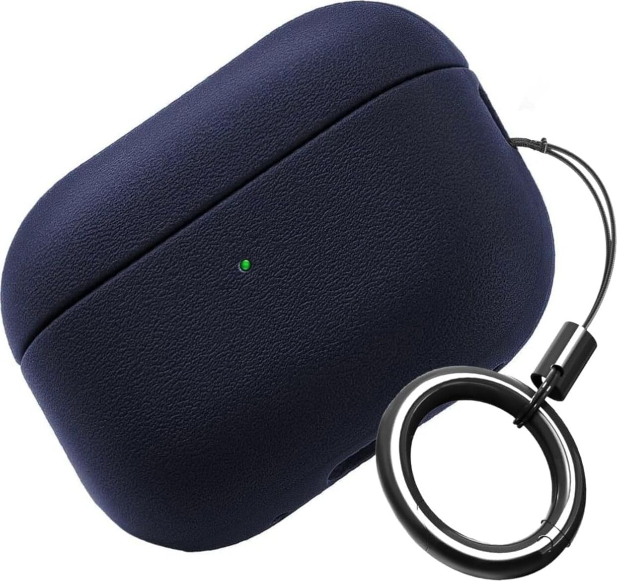 Airpods Pro 3 ile Uyumlu Leather Skin Parmak Izi Tutmayan ve Çizilmeyen Dış Yüzeye Sahip Mükemmel Koruma Sağlayan Orta Sertlikte Silikon Kılıf (Lacivert, Airpods Pro 3. Nesil 2025)
