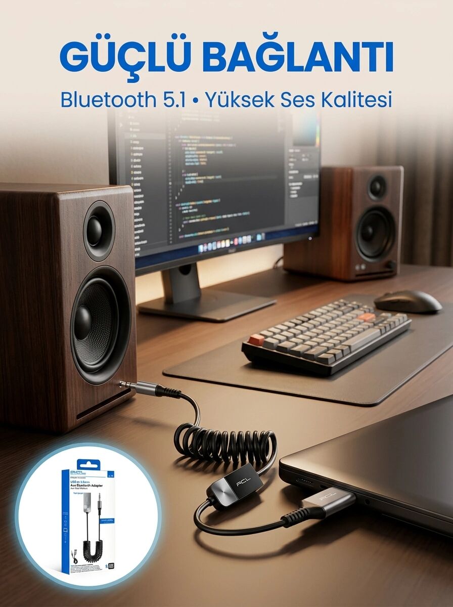 Aux Girişli Cihazlar Için Kablosuz Bluetooth Adaptörü