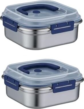 2 Adet Çelik 1250 ml Kilitli Yemek Meyve Et Buzdolabı Beslenme Saklama Kabı MT106