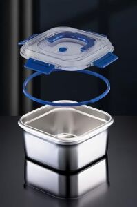2 Adet Çelik 1250 ml Kilitli Yemek Meyve Et Buzdolabı Beslenme Saklama Kabı MT106