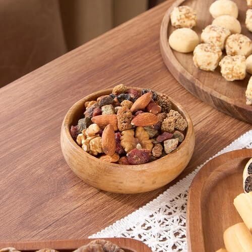 Doğal Kayın Ağacı Ahşap Çerezlik ve Sosluk Seti, El Yapımı, Kimyasalsız, Gıdaya Uygun, 4'lü Paket (Açık Renk)