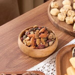 Doğal Kayın Ağacı Ahşap Çerezlik ve Sosluk Seti, El Yapımı, Kimyasalsız, Gıdaya Uygun, 4'lü Paket (Açık Renk)