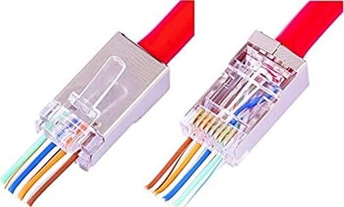4388 Yeni Nesil Delikli Metal RJ45 Jack Internet Cat Kablo Ucu, 10 Adet