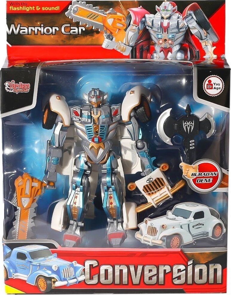 HW-668-1-2 Işıklı Dönüşebilen Robot Araba -Vardem