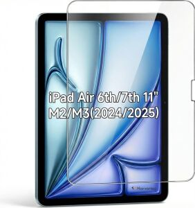iPad Air 6. ve 7. Nesil 11 Inç (M2 2024 / M3 2025) ile Uyumlu 9h Temperli Ekran Koruyucu - Apple Pencil ve Face-Id Hassasiyeti, Darbeye/çizilmeye Dayanıklı Koruyucu Cam