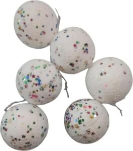 6 Adet Lüx Set Ağacı Süslemeleri Topları Topu Yılbaşı Süsleri 6 cm Yeşil Yılbaşı Ağacı Süsü Beyaz