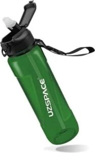 Uzspace 850ML Pipetli Ölçü Skalalı Şeffaf Gövde Tritan Su Matarası (Yeşil)