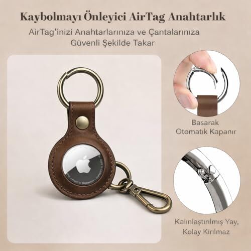 Apple Airtag Deri Anahtarlık, Haiki Gerçek Deri, Airtag Anahtarlık Deri