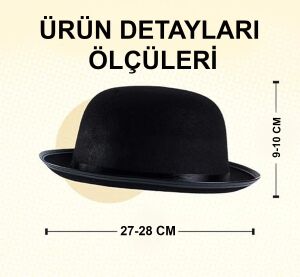 Charlie Chaplin Stil Çocuk Şapkası – Siyah Melon Parti Şapkası