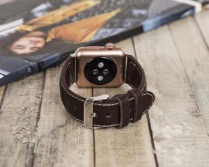 Apple Watch Uyumlu Deri Kordon 42-44-45MM Nm4-As3 Kahve