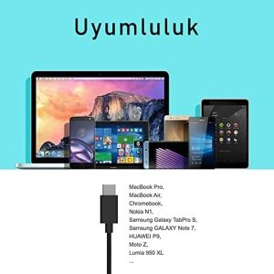 Type-C Şarj ve Data Kablosu Siyah 90 cm