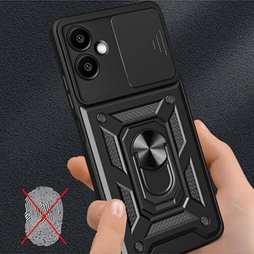 Psr Aksesuar  Galaxy A36 Uyumlu Kılıf – Kamera Korumalı Sürgülü Yüzüklü Armor Zırh Kapak + 9h Ekran Koruyucu Set ( Galaxy A36)
