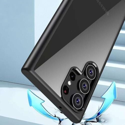 Galaxy S23 Plus ile Uyumlu Kılıf Kenarı Renkli Arkası Şeffaf Kamera Korumalı Impact Protectıon Lacivert Kılıf