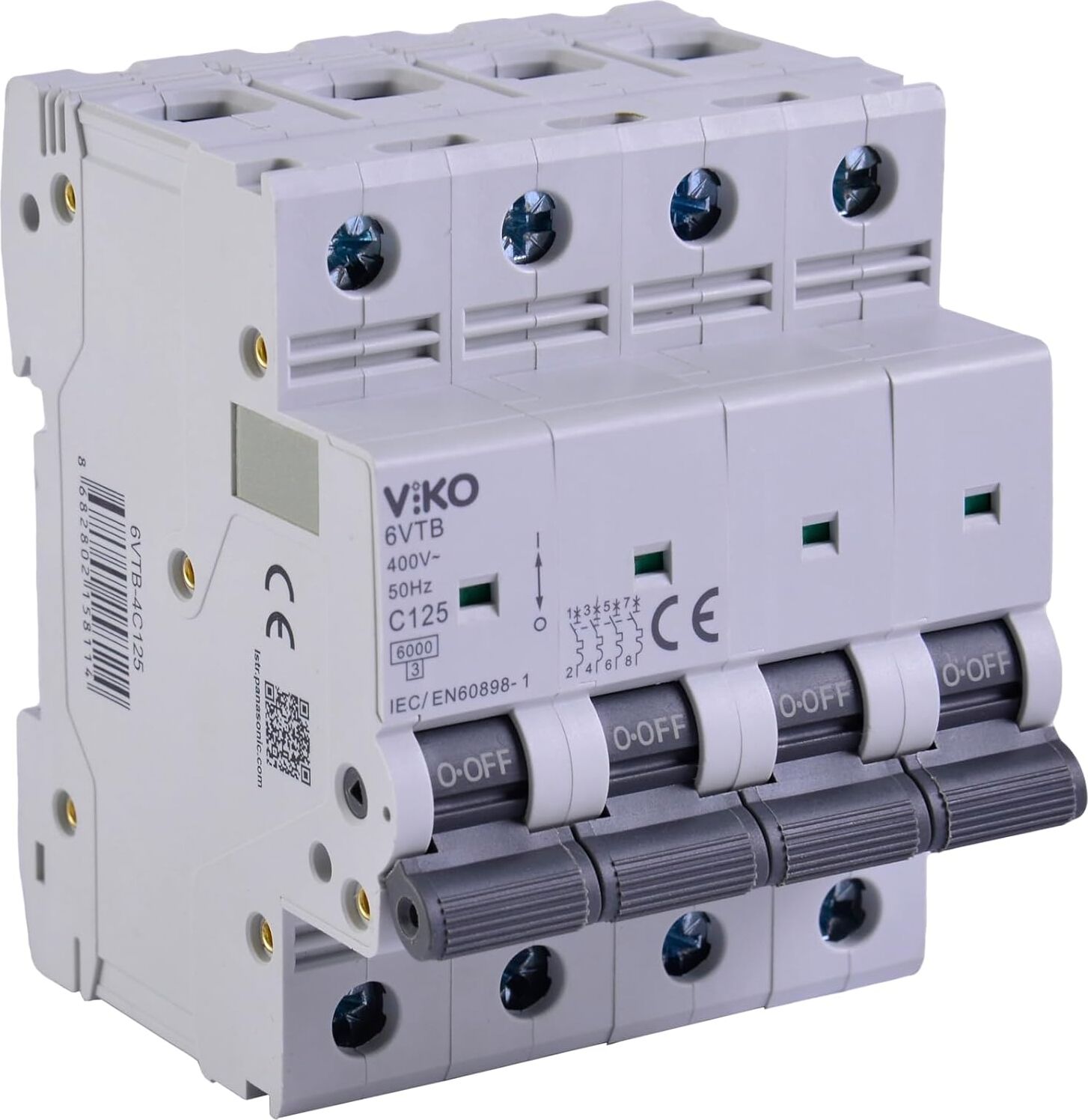 6VTB-4C125 Otomatik Sigorta 6ka C Tipi 4 Kutup 125A