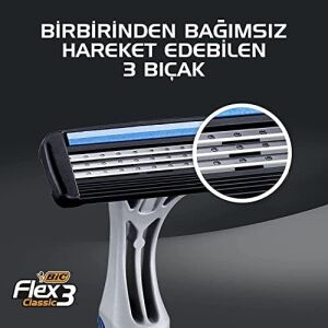 Bıc 3 Erkek Tıraş Bıçağı 6'lı Blister (3 Bıçak), Birbirinden Bağımsız Hareket Edebilen 3 Bıçak, Oynar Başlık, Aloe ile Zenginleştirilmiş Kayganlaştırıcı Jel Şerit