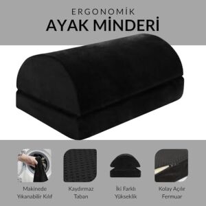 Klasse Ergonomik Visco Ayak Minderi, Oyun Koltuğu ve Ofis Koltuğu Için Anti Alerjen Ayak Yastığı, Ayak Koyma Yeri Taburesi, Çok Amaçlı Rahatlatıcı Yarım Silindir Iki Parça Masa Altı Ayak Desteği