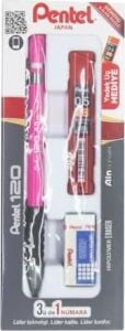 A315-3AS 120A3 Pentel A315-3AS (0.5mm) 120A3 3'lü Okul Seti - (Kalem+Silgi+Hediye Min)