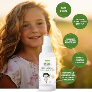 %100 Doğal Kolay Tarama Spreyi Çocuklar Için Nemlendirici Parlaklaklaştırıcı Anti Klit 100 ml