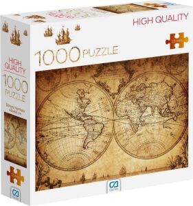 Eski Dünya Haritası 1000 Parça 2,2mm Kalınlık 48X68CM Profesyonel Hobi Puzzle Yapboz Serisi