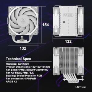 Scythe Mugen 6 Tuf Gamıng Edıtıon Beyaz, 120MM Wonder Tornado Fanlı Sessiz Hava Soğutucu, Intel Lga 1700 & Amd Am5/am4 Uyumlu – Tower Soğutucu