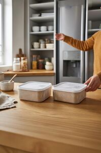 2'li Set No Frost Saklama Kabı Latte 700 ml