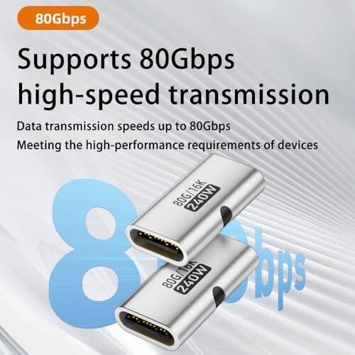80GBPS Usb-C Dişi - Dişi Adaptör, 240W Pd3.1 Hızlı Şarj, 16K@60Hz Görüntü Aktarımı, Alüminyum Alaşımlı Tip-C Dişi Konnektör Uzatıcı - Siyah Otgff