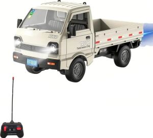 / Uzaktan Kumandalı Rc Kamyonet, Işıklı, Buhar Atan, Şarjlı Iş Makinesi Araç Yük Taşıma Aracı Kamyonet (Beyaz)