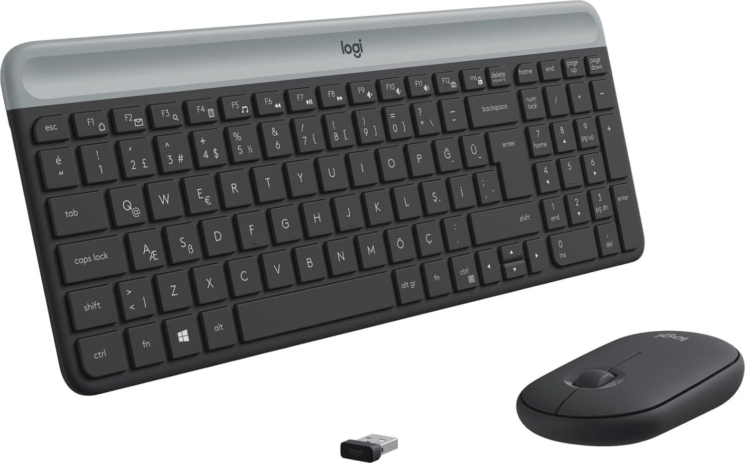 MK470 Slim Combo Kablosuz Klavye Mouse Seti, 12 Fn Kısayolu ile Kompakt Klavye, Sağ ve Sol Elle Kullanılabilir, 10 M Kullanım Mesafesi, Sessiz, Türkçe Q Klavye, Siyah