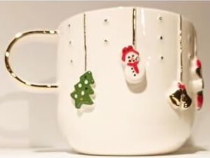 Celine's Wonders Kabartmalı 24 Ayar Altın Dekorlu El Yapımı Kupa 300 ml Yılbaşı Kupa Christmas Mug Yılbaşı Fincan 1 Adet