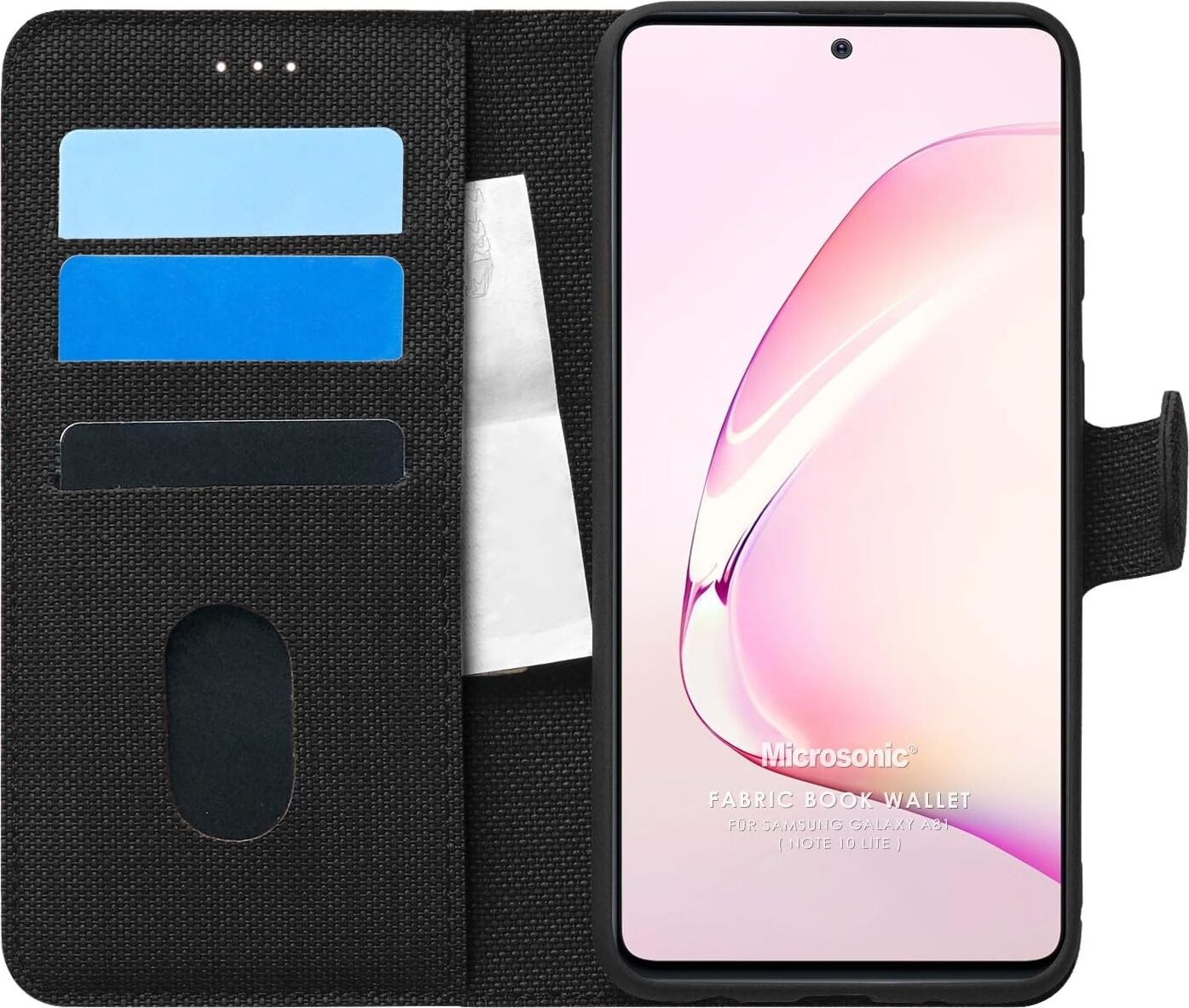 Galaxy Note 10 Lite Için Kılıf Fabric Book Wallet Siyah [galaxy Note 10 Lite ile Uyumlu Kılıf - Siyah]
