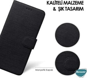 Galaxy Note 10 Lite Için Kılıf Fabric Book Wallet Siyah [galaxy Note 10 Lite ile Uyumlu Kılıf - Siyah]