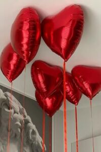 Kırmızı Kalp Folyo Balon Parlak 5 Adet 45CM