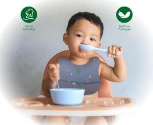 Been Silicone Baby Bib - Silikon Mama Önlüğü, Gri