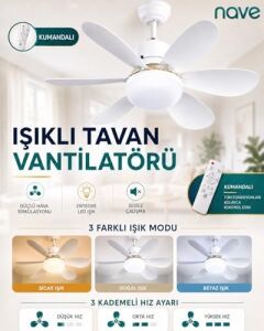 Nave NV-TV10 Işıklı Tavan Vantılatoru 6 Kanat