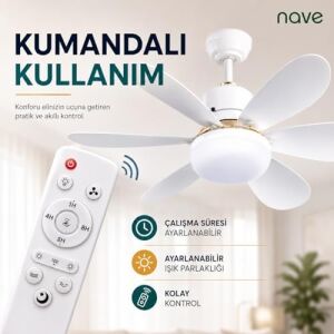 Nave NV-TV10 Işıklı Tavan Vantılatoru 6 Kanat