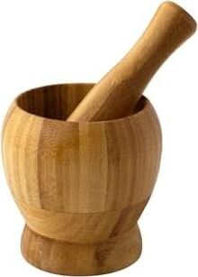 Doğal Bambu Ahşap Sarımsak Ezme Havanı, Orta Boy, Ahşap, Gıda Teması Güvenli