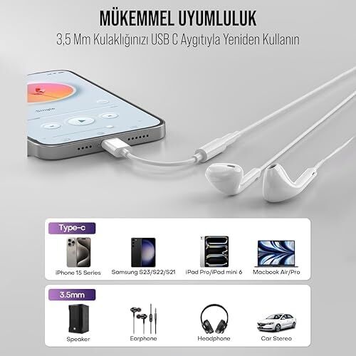 Type-C (Usb C) To 3.5mm Dönüştürücü Adaptör Kulaklık DÖNÜŞTÜRÜCÜ(SH-007)